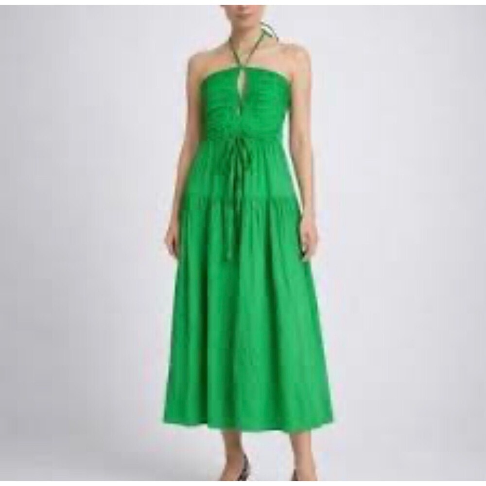 Jason Wu Halter Midi Dress Size Medium Green Cutout Sundress Vacation Resort